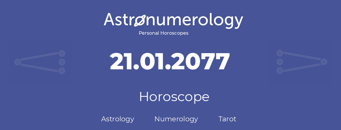 Horoscope for birthday (born day): 21.01.2077 (January 21, 2077)