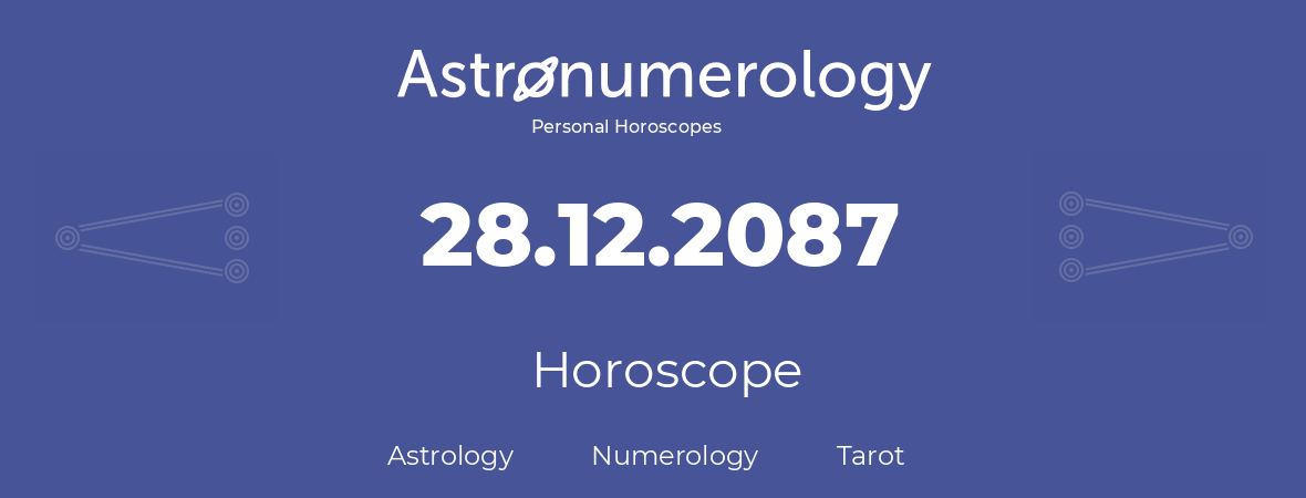 Horoscope for birthday (born day): 28.12.2087 (December 28, 2087)