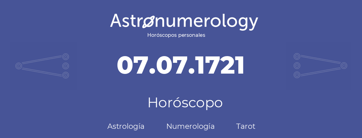 Fecha de nacimiento 07.07.1721 (7 de Julio de 1721). Horóscopo.