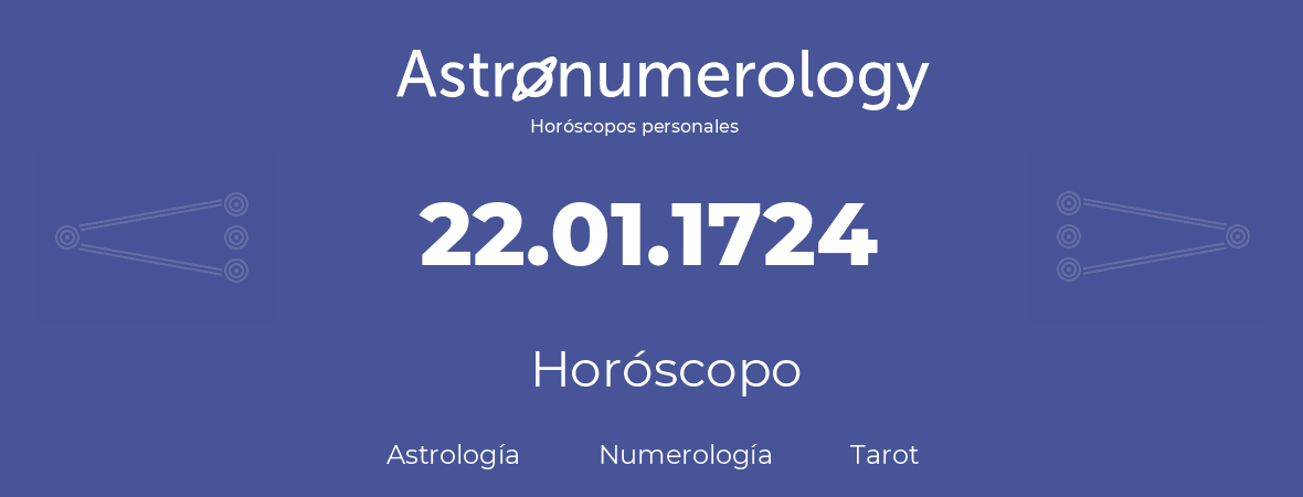 Fecha de nacimiento 22.01.1724 (22 de Enero de 1724). Horóscopo.