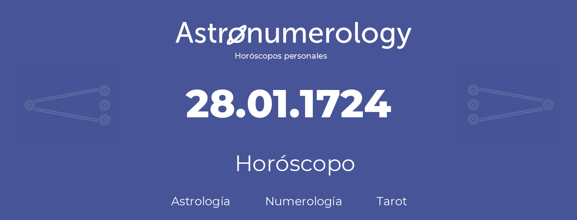 Fecha de nacimiento 28.01.1724 (28 de Enero de 1724). Horóscopo.