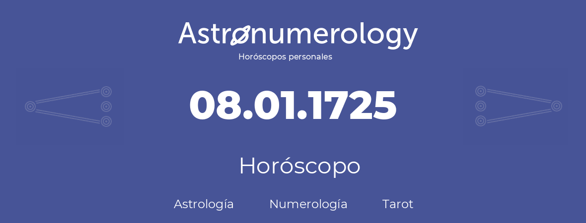 Fecha de nacimiento 08.01.1725 (8 de Enero de 1725). Horóscopo.