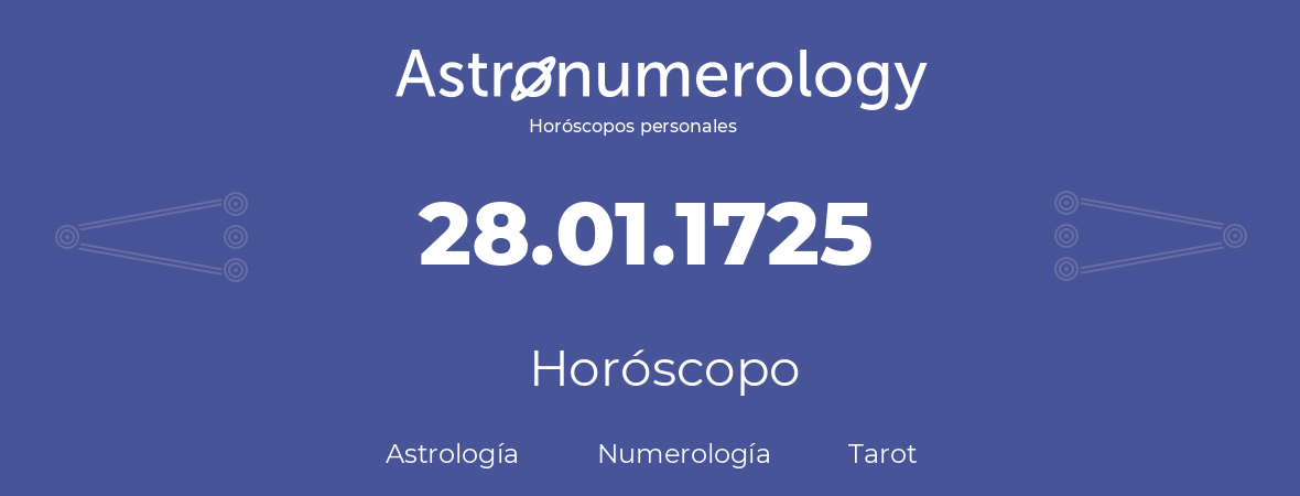 Fecha de nacimiento 28.01.1725 (28 de Enero de 1725). Horóscopo.