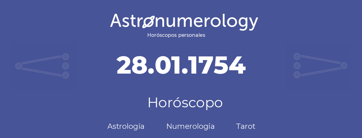 Fecha de nacimiento 28.01.1754 (28 de Enero de 1754). Horóscopo.