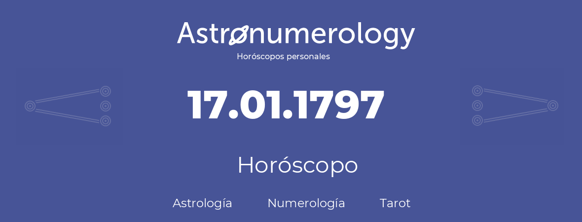 Fecha de nacimiento 17.01.1797 (17 de Enero de 1797). Horóscopo.