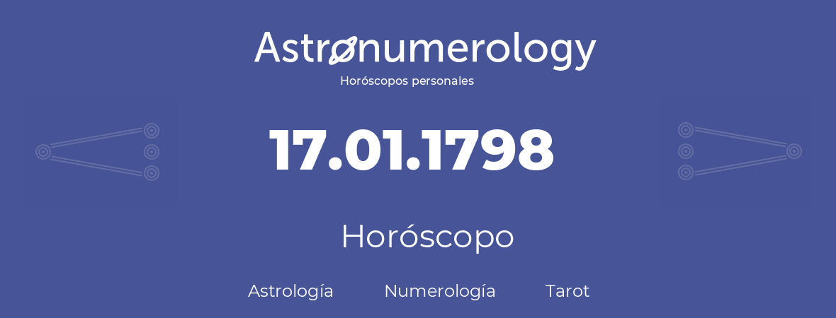 Fecha de nacimiento 17.01.1798 (17 de Enero de 1798). Horóscopo.