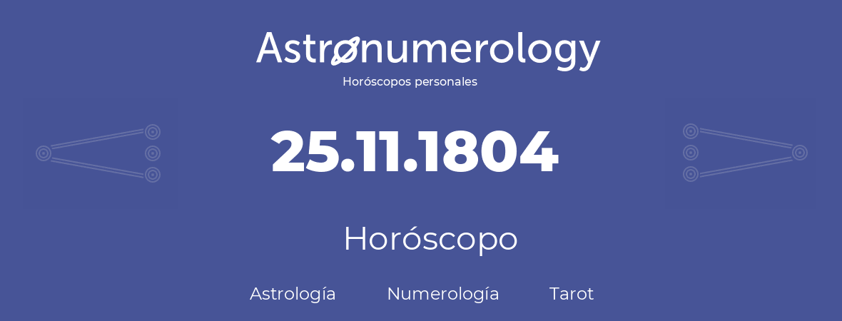 Fecha de nacimiento 25.11.1804 (25 de Noviembre de 1804). Horóscopo.