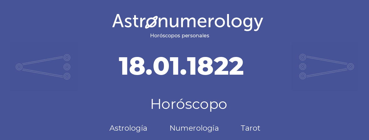 Fecha de nacimiento 18.01.1822 (18 de Enero de 1822). Horóscopo.