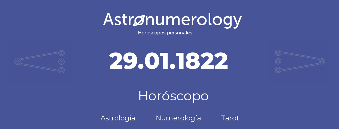 Fecha de nacimiento 29.01.1822 (29 de Enero de 1822). Horóscopo.