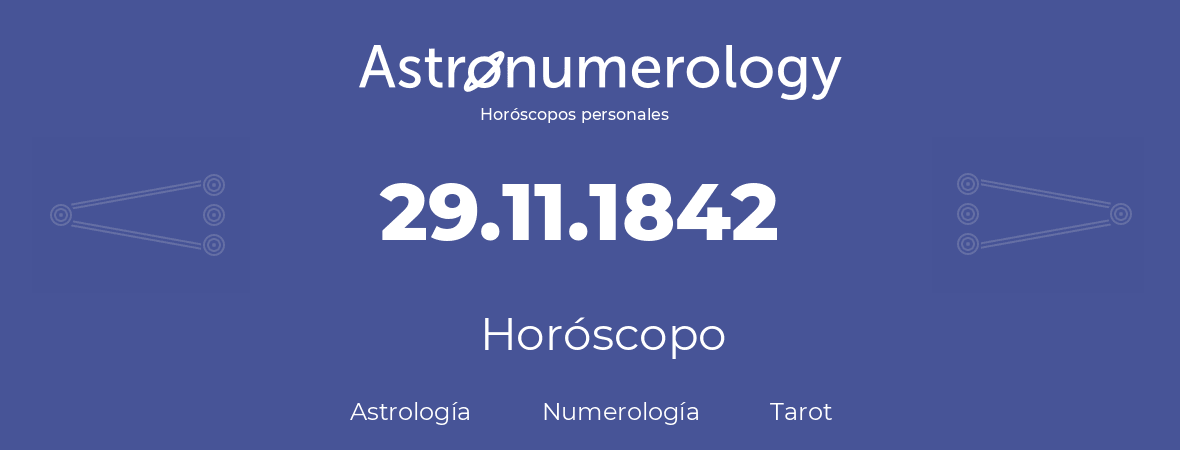 Fecha de nacimiento 29.11.1842 (29 de Noviembre de 1842). Horóscopo.