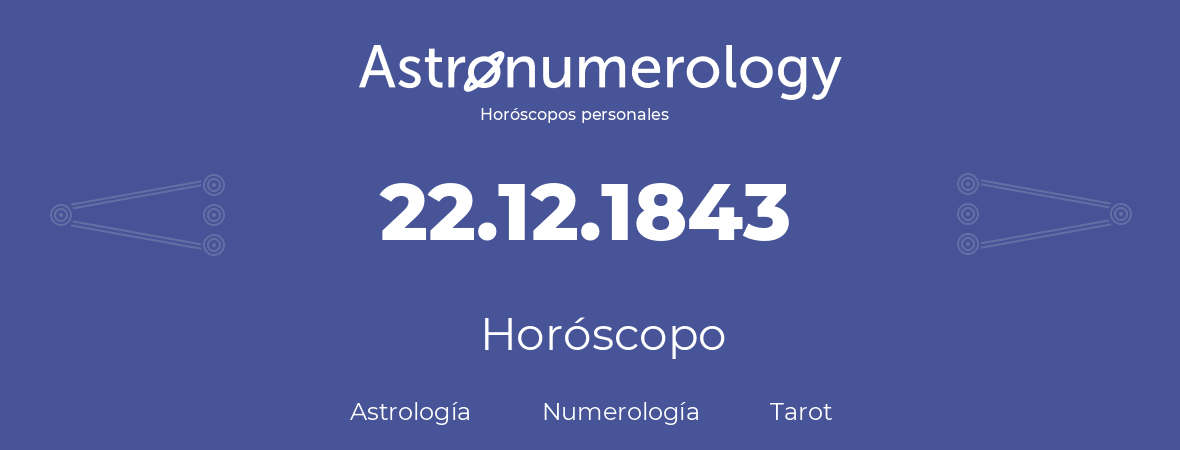 Fecha de nacimiento 22.12.1843 (22 de Diciembre de 1843). Horóscopo.