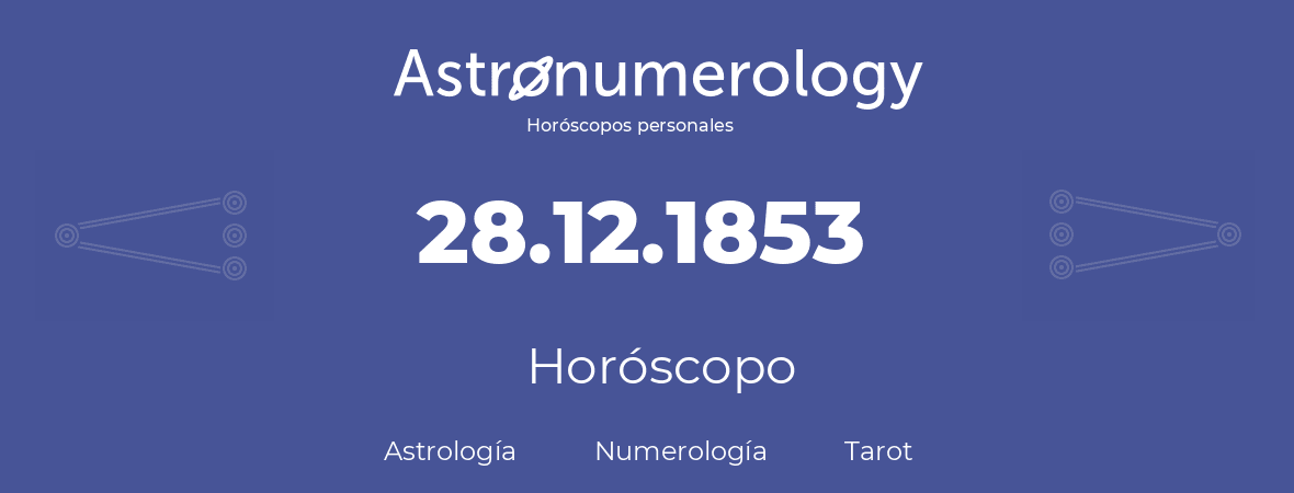 Fecha de nacimiento 28.12.1853 (28 de Diciembre de 1853). Horóscopo.