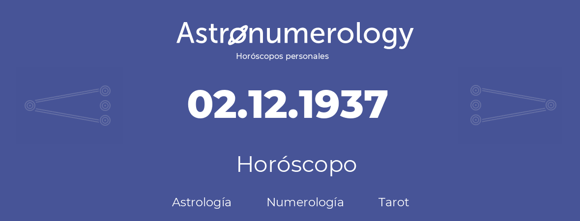 Fecha de nacimiento 02.12.1937 (02 de Diciembre de 1937). Horóscopo.
