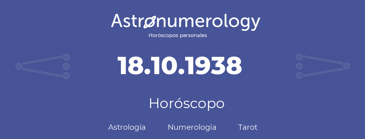 Fecha de nacimiento 18.10.1938 (18 de Octubre de 1938). Horóscopo.