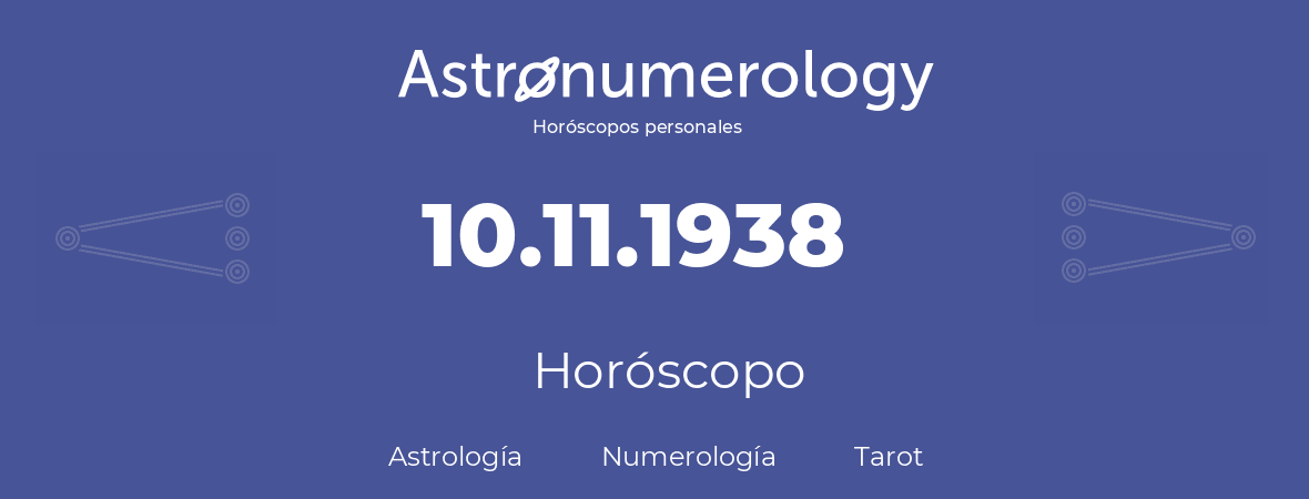 Fecha de nacimiento 10.11.1938 (10 de Noviembre de 1938). Horóscopo.