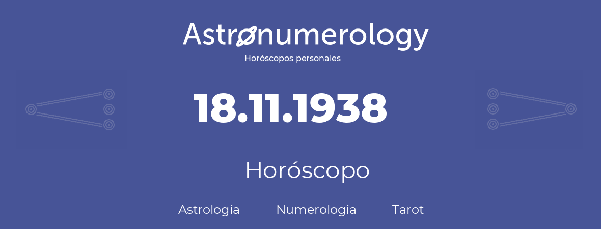 Fecha de nacimiento 18.11.1938 (18 de Noviembre de 1938). Horóscopo.