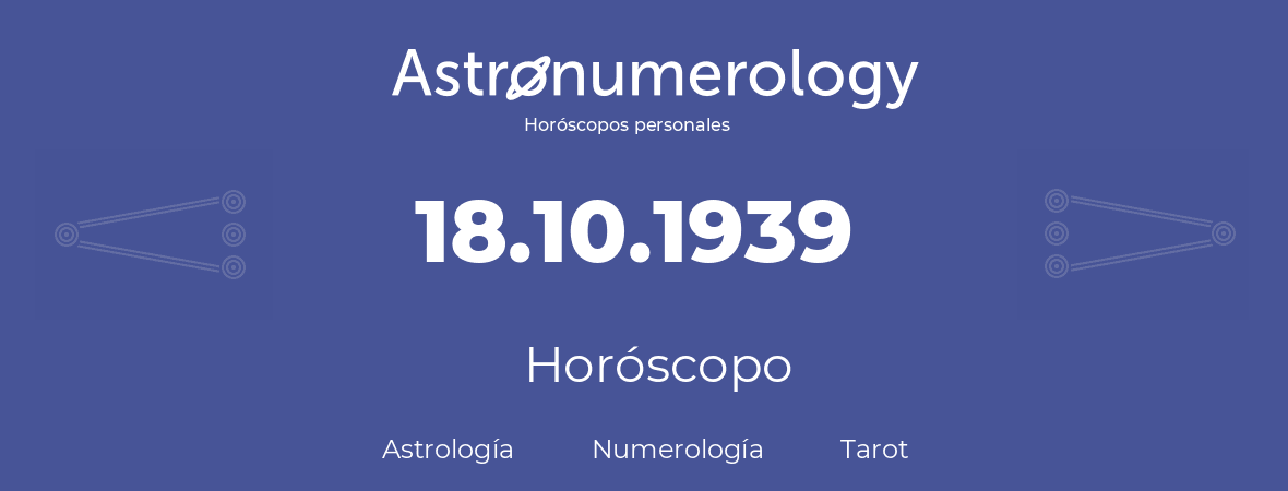 Fecha de nacimiento 18.10.1939 (18 de Octubre de 1939). Horóscopo.