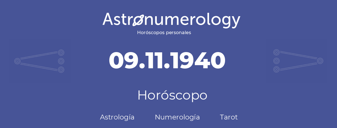 Fecha de nacimiento 09.11.1940 (09 de Noviembre de 1940). Horóscopo.