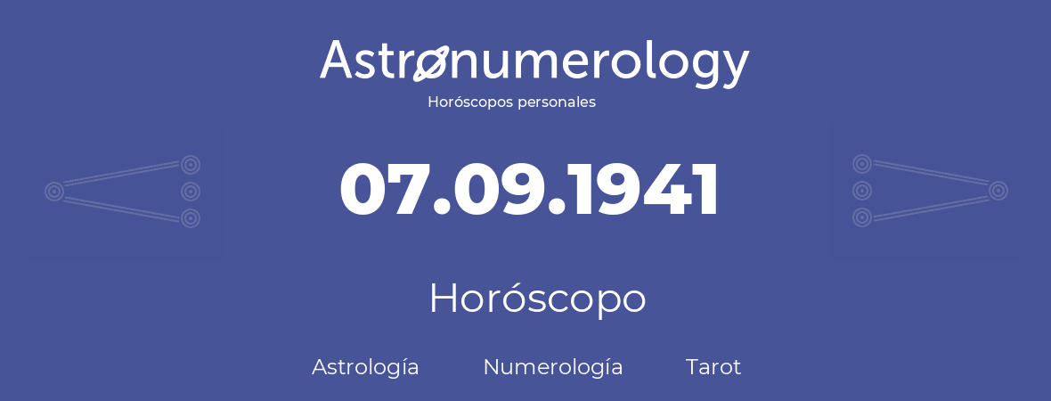 Fecha de nacimiento 07.09.1941 (7 de Septiembre de 1941). Horóscopo.