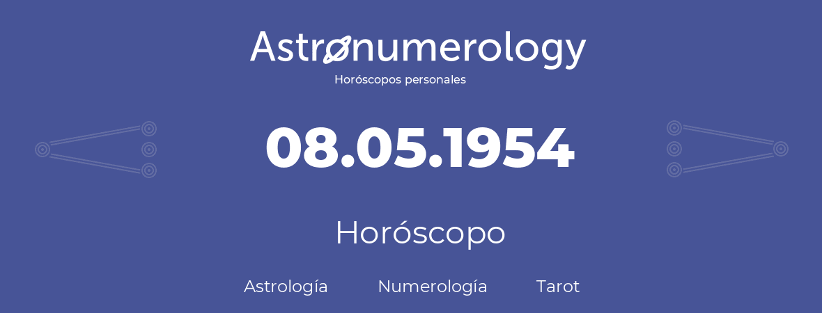 Fecha de nacimiento 08.05.1954 (8 de Mayo de 1954). Horóscopo.