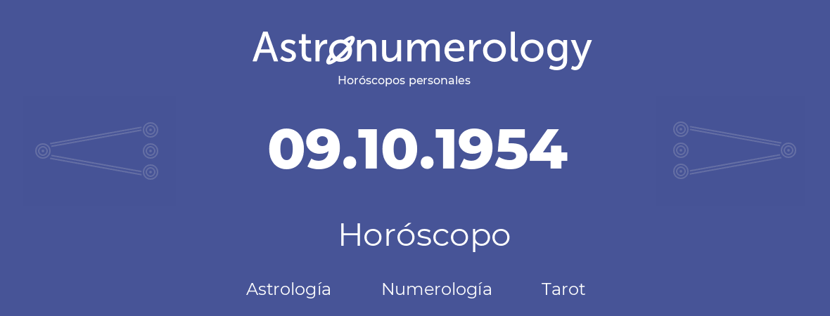 Fecha de nacimiento 09.10.1954 (9 de Octubre de 1954). Horóscopo.