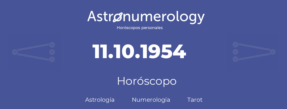 Fecha de nacimiento 11.10.1954 (11 de Octubre de 1954). Horóscopo.