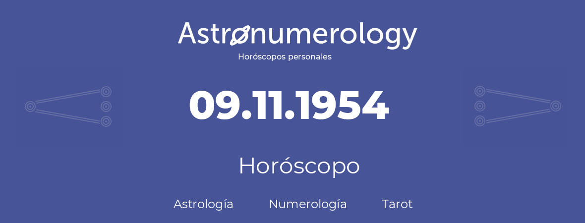 Fecha de nacimiento 09.11.1954 (9 de Noviembre de 1954). Horóscopo.