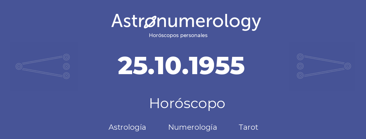 Fecha de nacimiento 25.10.1955 (25 de Octubre de 1955). Horóscopo.