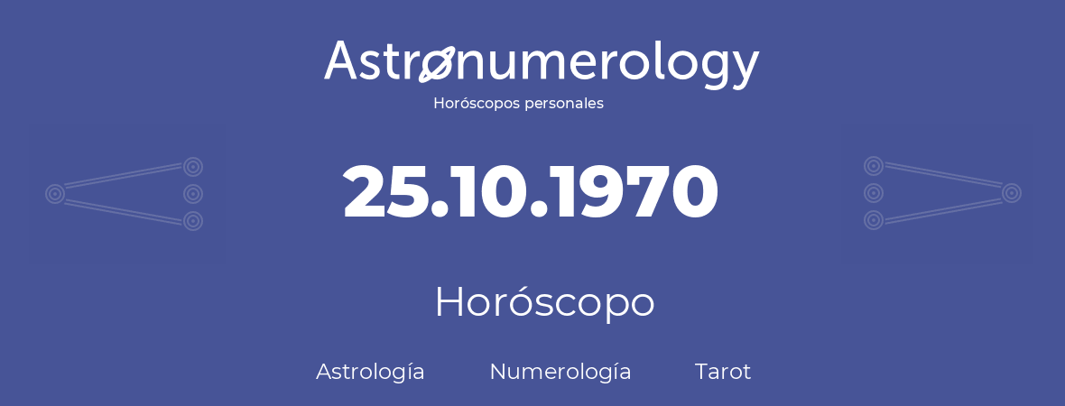 Fecha de nacimiento 25.10.1970 (25 de Octubre de 1970). Horóscopo.