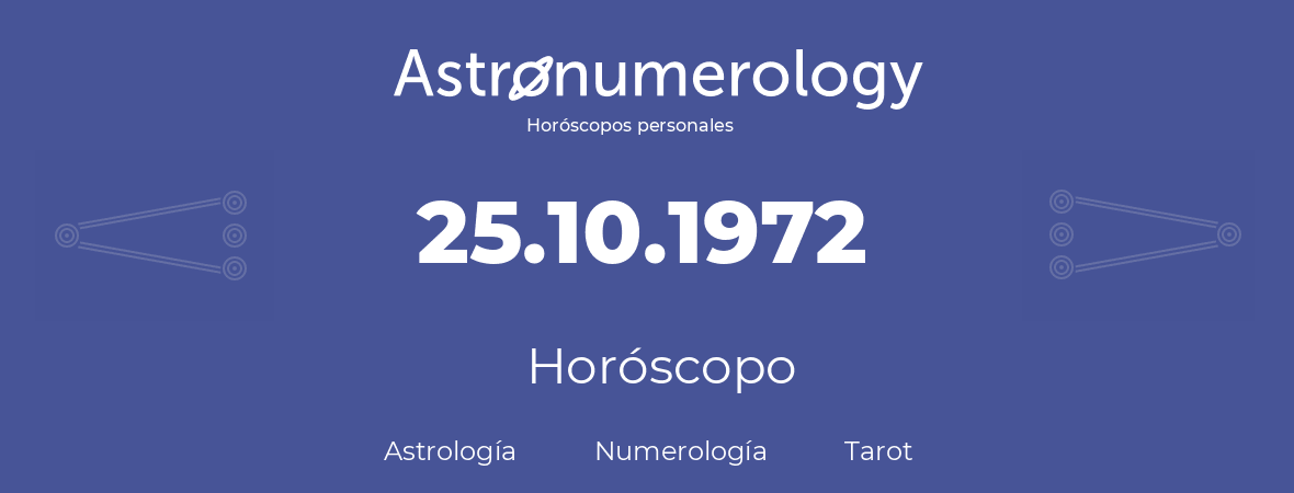 Fecha de nacimiento 25.10.1972 (25 de Octubre de 1972). Horóscopo.