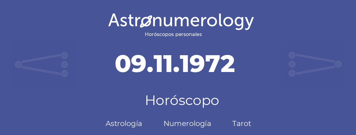 Fecha de nacimiento 09.11.1972 (09 de Noviembre de 1972). Horóscopo.