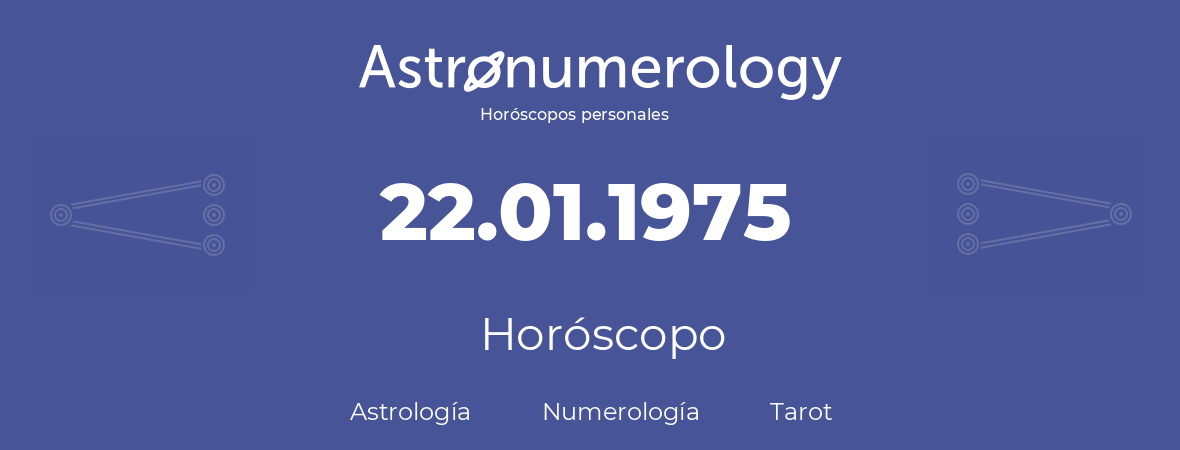 Fecha de nacimiento 22.01.1975 (22 de Enero de 1975). Horóscopo.
