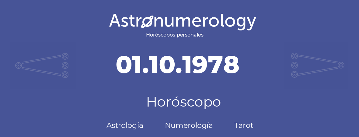 Fecha de nacimiento 01.10.1978 (1 de Octubre de 1978). Horóscopo.