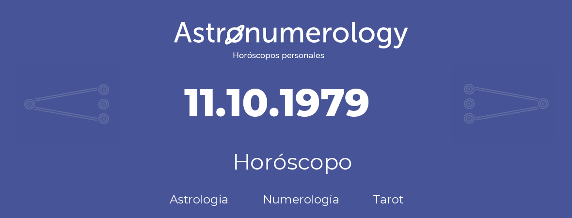 Fecha de nacimiento 11.10.1979 (11 de Octubre de 1979). Horóscopo.