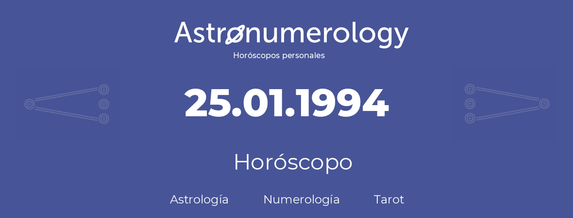 Fecha de nacimiento 25.01.1994 (25 de Enero de 1994). Horóscopo.
