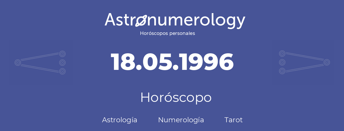 Fecha de nacimiento 18.05.1996 (18 de Mayo de 1996). Horóscopo.