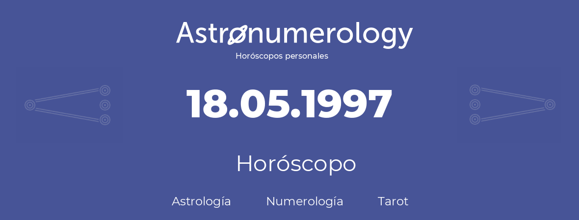 Fecha de nacimiento 18.05.1997 (18 de Mayo de 1997). Horóscopo.