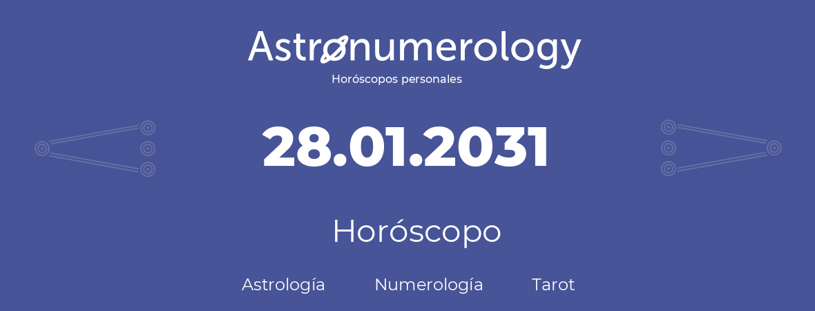 Fecha de nacimiento 28.01.2031 (28 de Enero de 2031). Horóscopo.