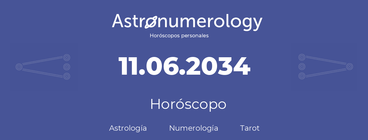Fecha de nacimiento 11.06.2034 (11 de Junio de 2034). Horóscopo.