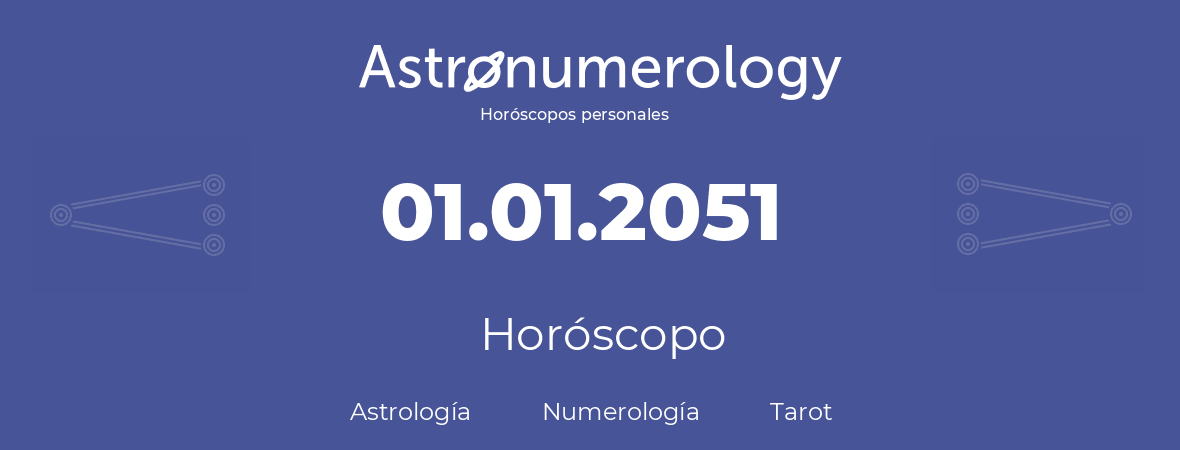Fecha de nacimiento 01.01.2051 (1 de Enero de 2051). Horóscopo.