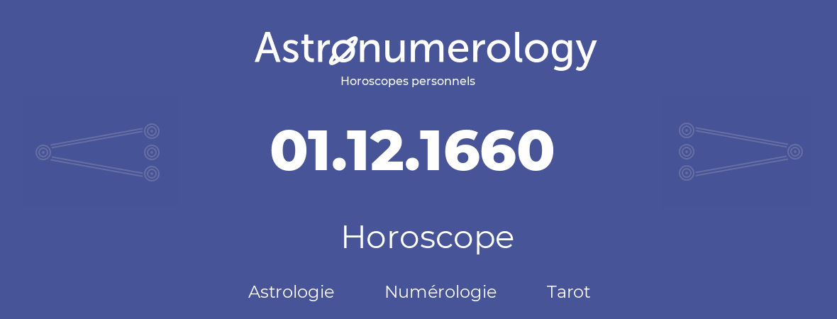 Horoscope pour anniversaire (jour de naissance): 01.12.1660 (01 Décembre 1660)