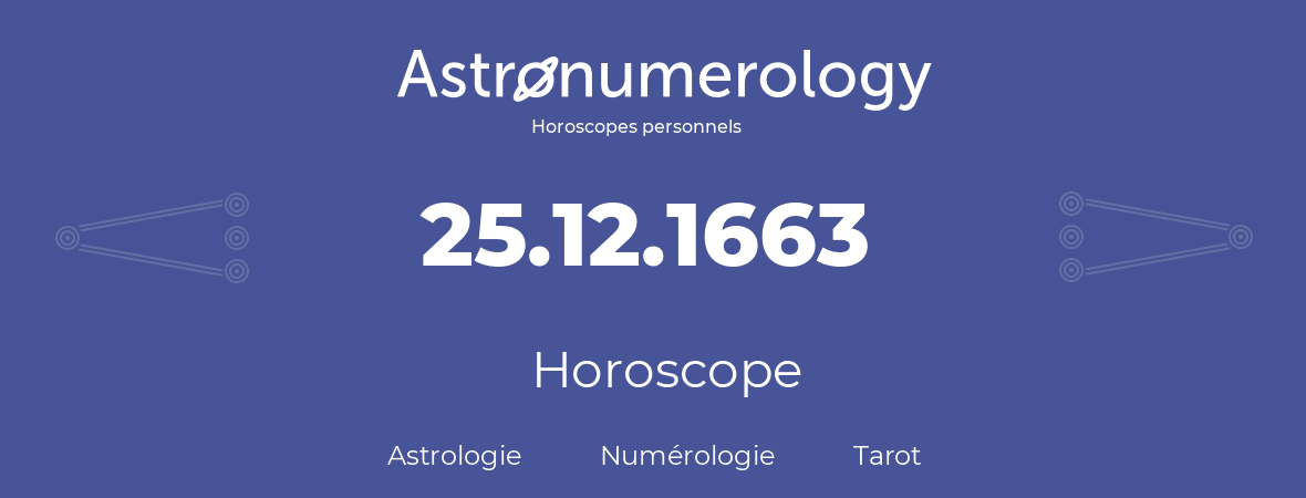 Horoscope pour anniversaire (jour de naissance): 25.12.1663 (25 Décembre 1663)