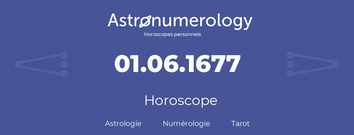 Horoscope pour anniversaire (jour de naissance): 01.06.1677 (1 Juin 1677)
