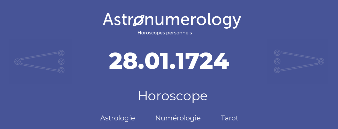 Horoscope pour anniversaire (jour de naissance): 28.01.1724 (28 Janvier 1724)