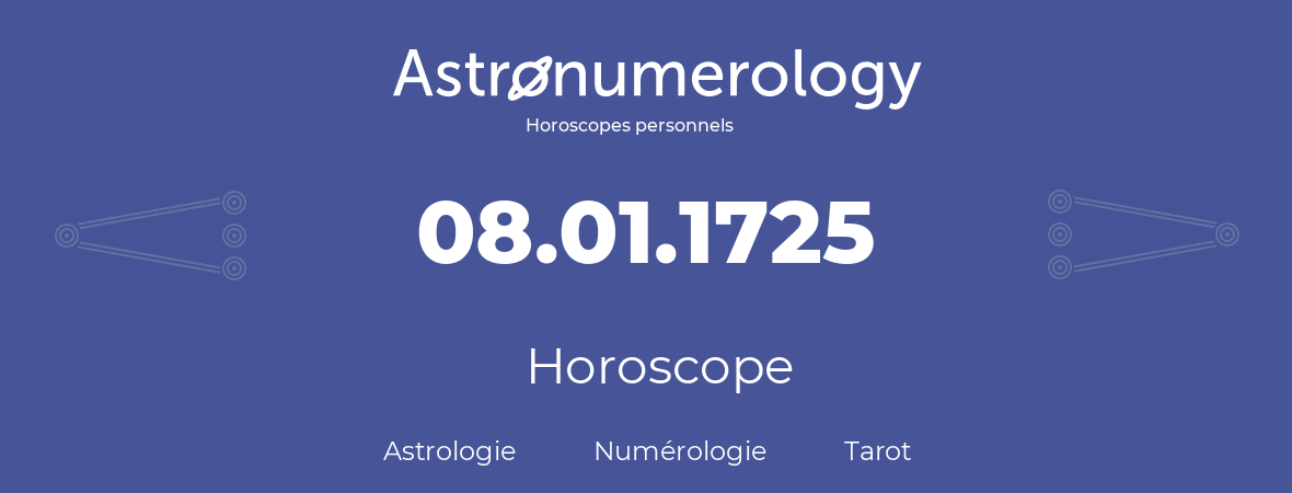 Horoscope pour anniversaire (jour de naissance): 08.01.1725 (08 Janvier 1725)