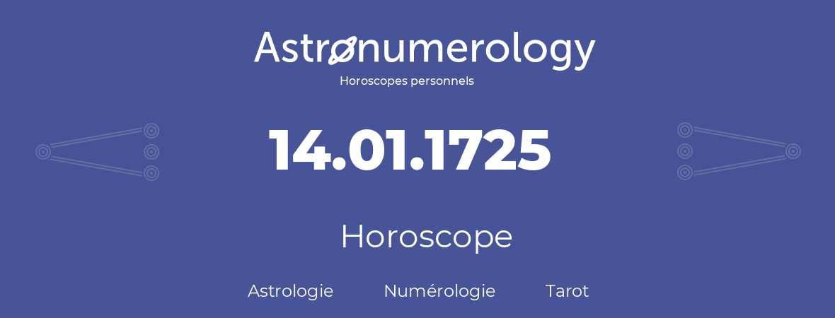 Horoscope pour anniversaire (jour de naissance): 14.01.1725 (14 Janvier 1725)