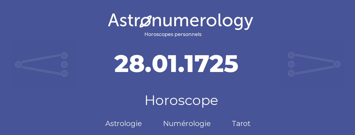 Horoscope pour anniversaire (jour de naissance): 28.01.1725 (28 Janvier 1725)