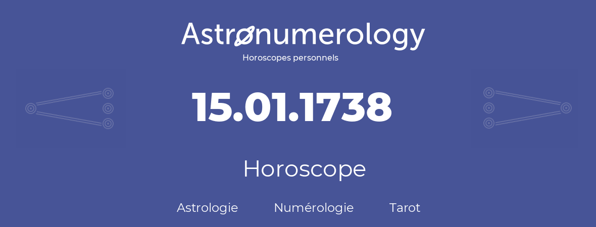 Horoscope pour anniversaire (jour de naissance): 15.01.1738 (15 Janvier 1738)