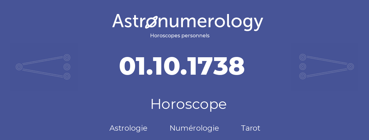 Horoscope pour anniversaire (jour de naissance): 01.10.1738 (1 Octobre 1738)