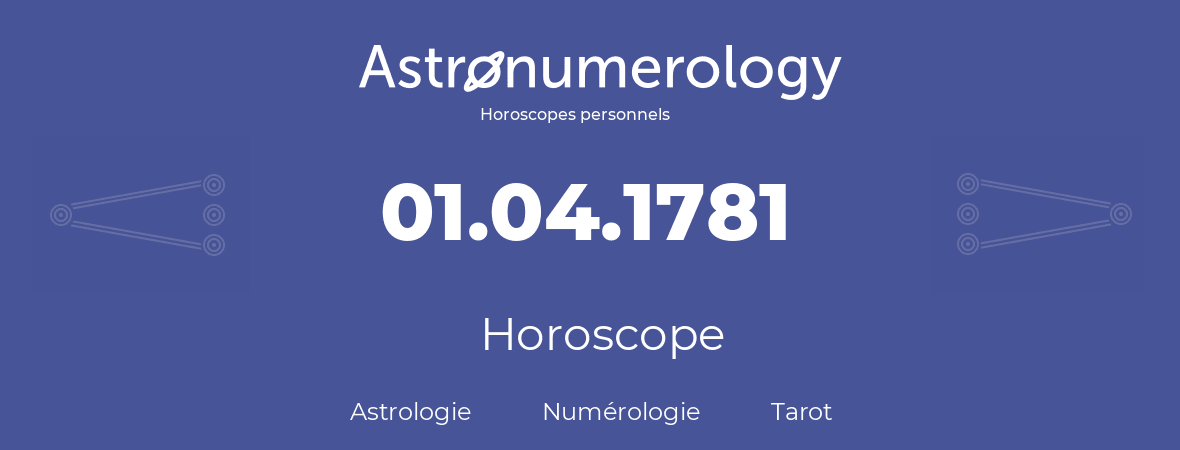 Horoscope pour anniversaire (jour de naissance): 01.04.1781 (1 Avril 1781)